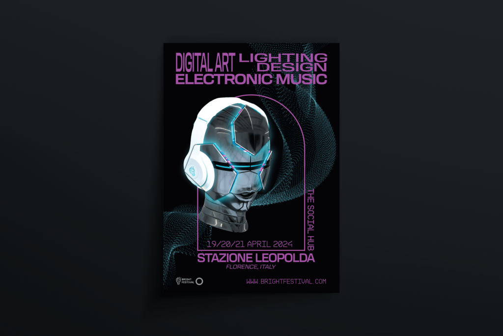 Flyer for techno and art installation event, created by Katia De Bon